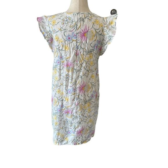 Anthropologie Joie Floral Linen V Neck Ruffle Cap Sleeve Dress - Picture 5 of 8